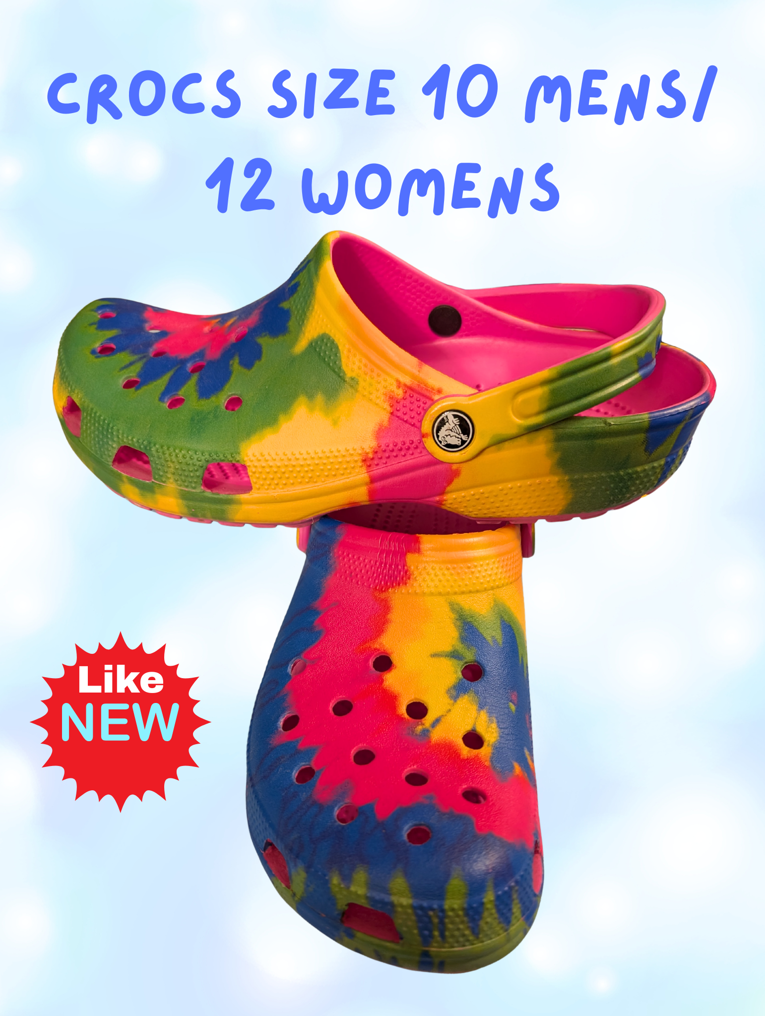 Tie-Dye Crocs – Pride Edition (Unisex Men’s 10 / Women’s 12)