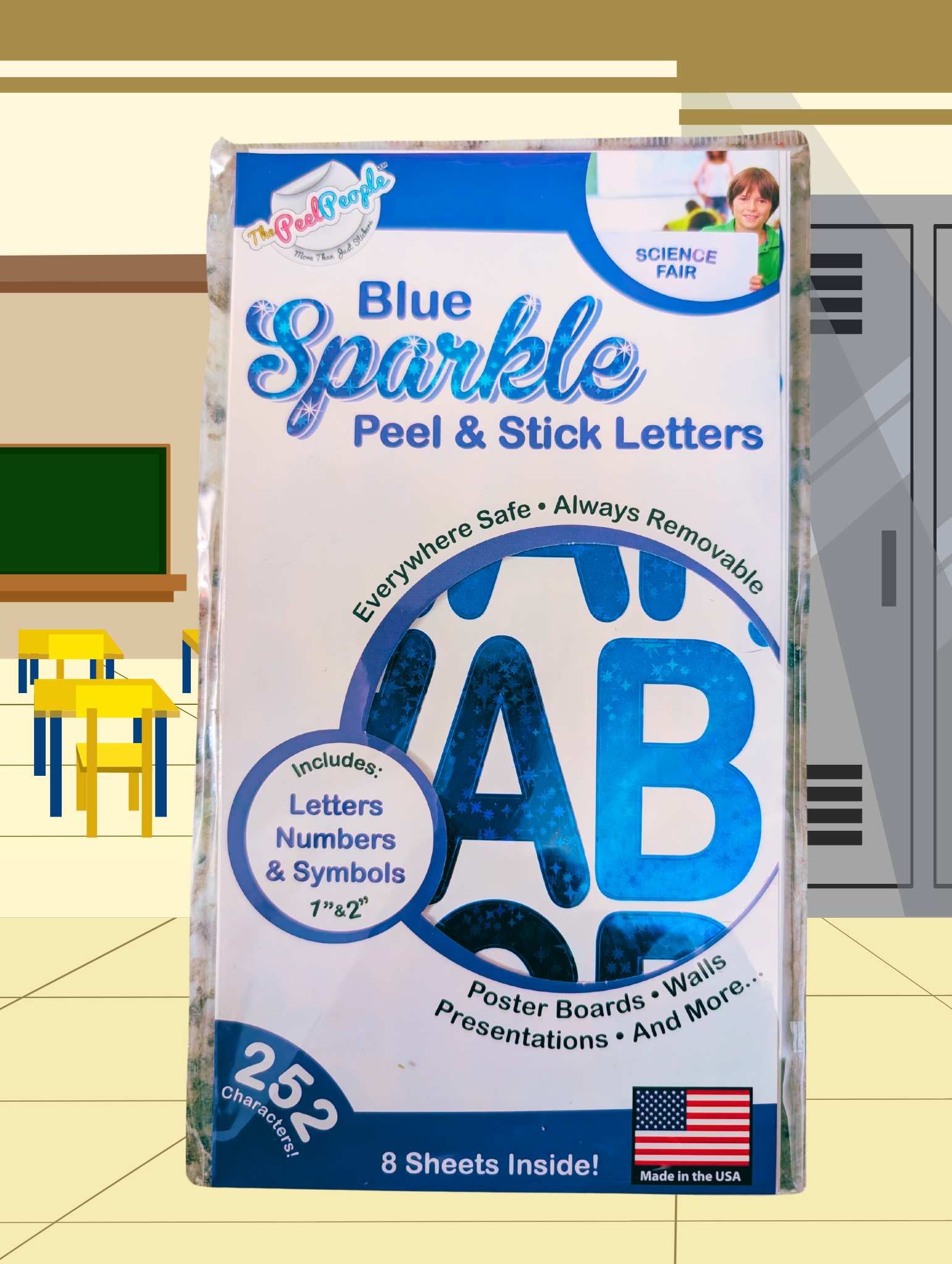 Blue Sparkle Peel & Stick Letters – 252‑Piece Set