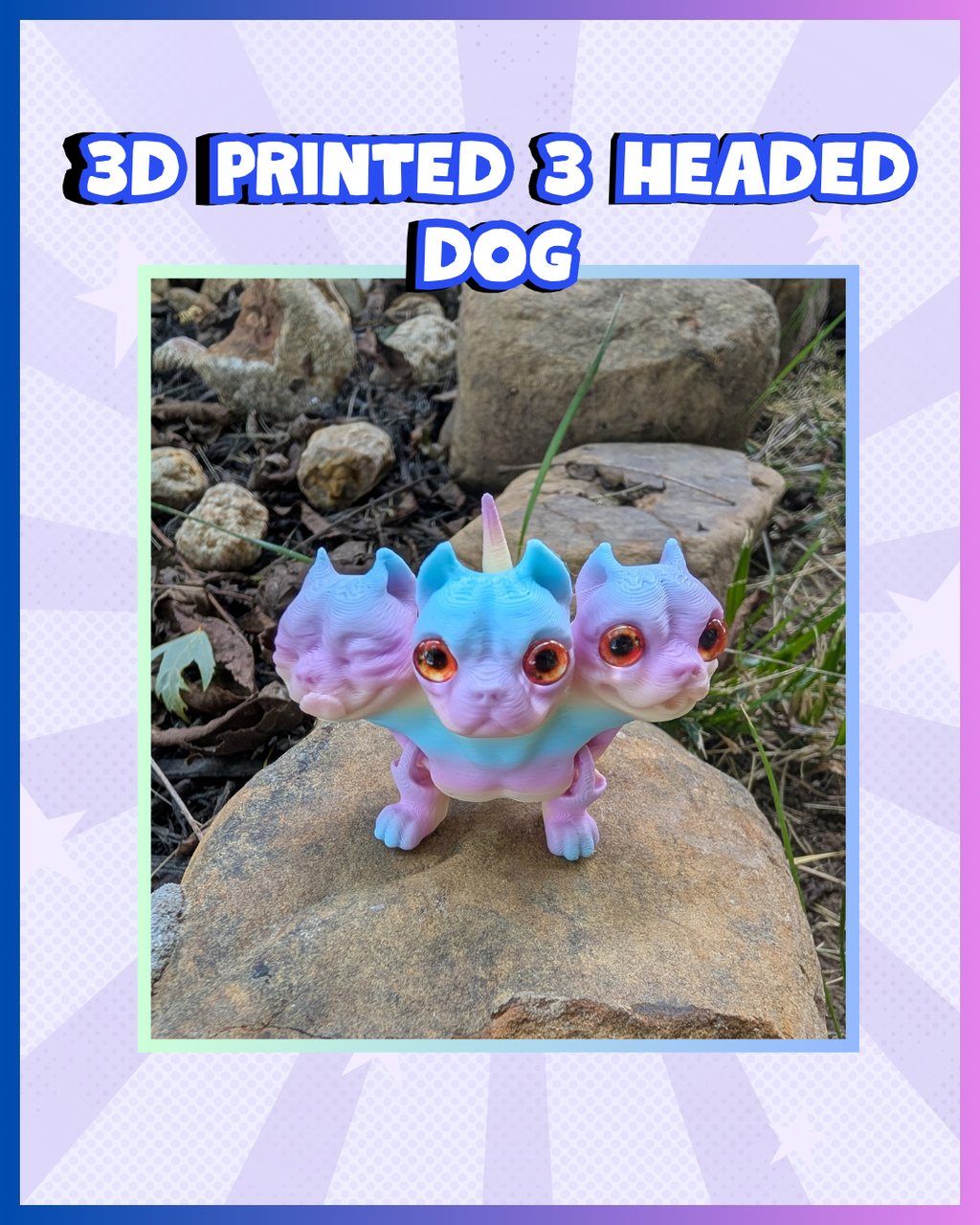 3D Printed 3-Headed Dog Fidget Toy