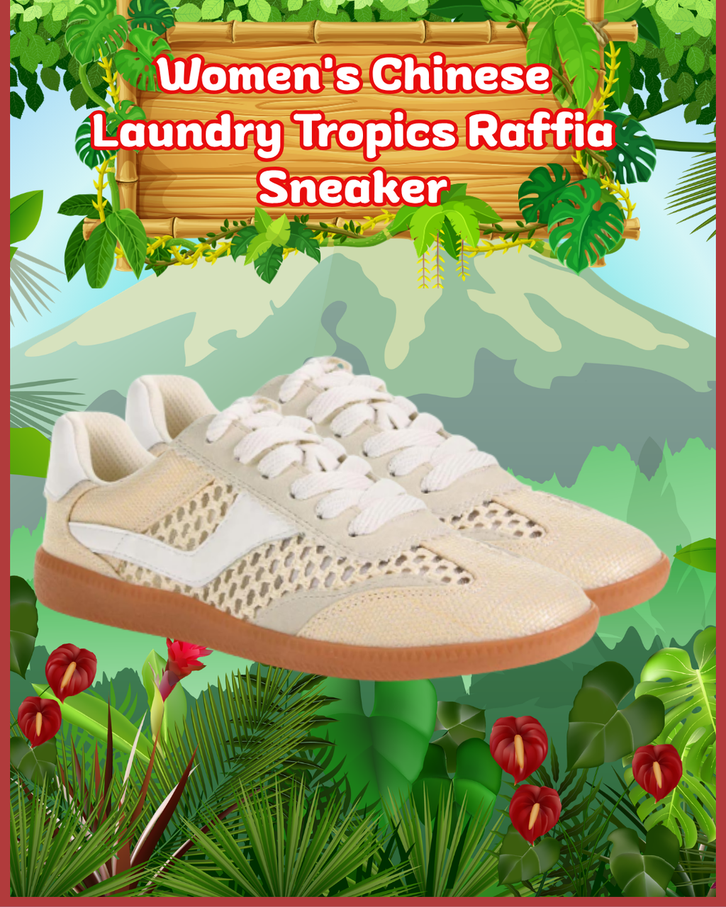 Women's Chinese Laundry Tropics Raffia Sneaker – Size 8, New in Box