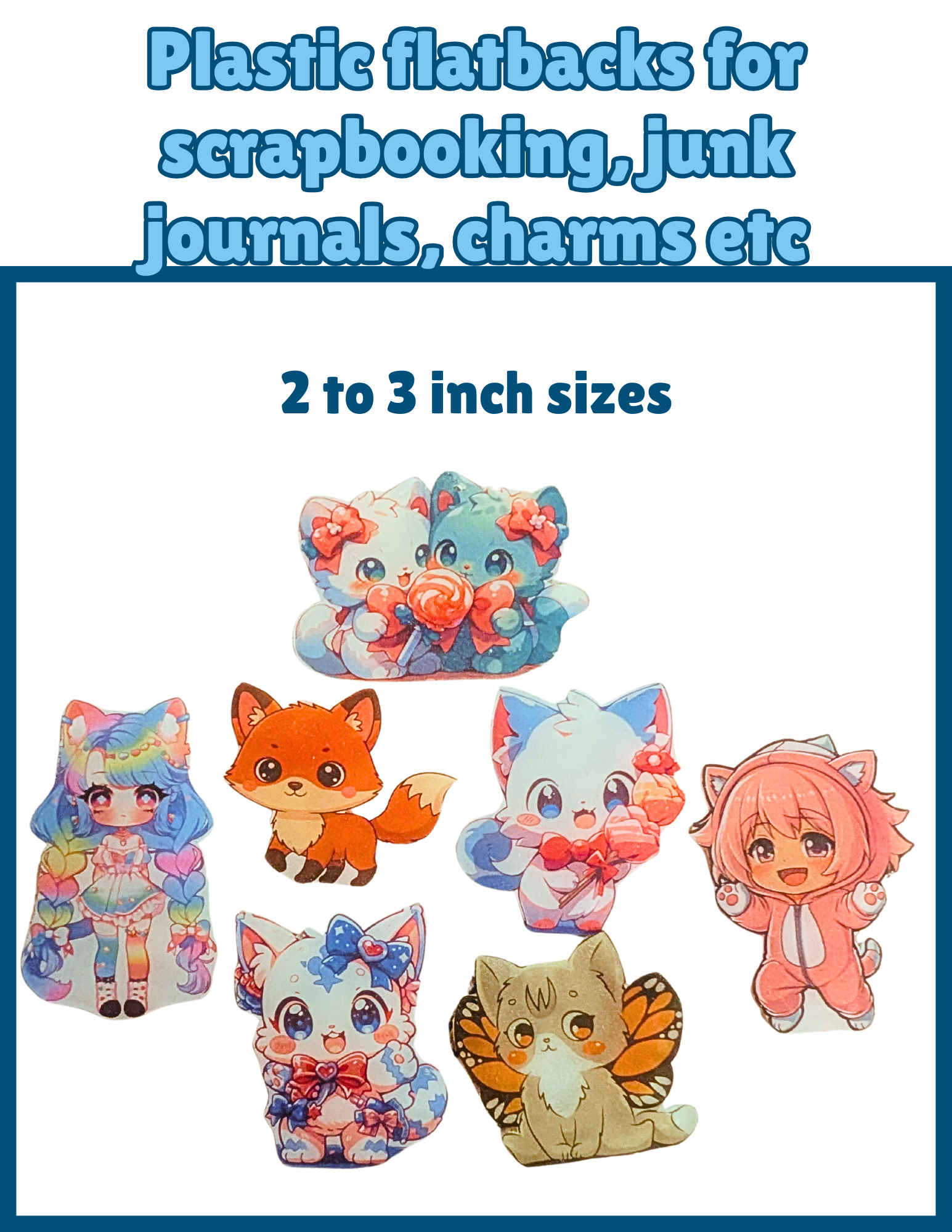 Plastic Flatbacks for Scrapbooking, Junk Journals, Charms – 2 to 3 Inch