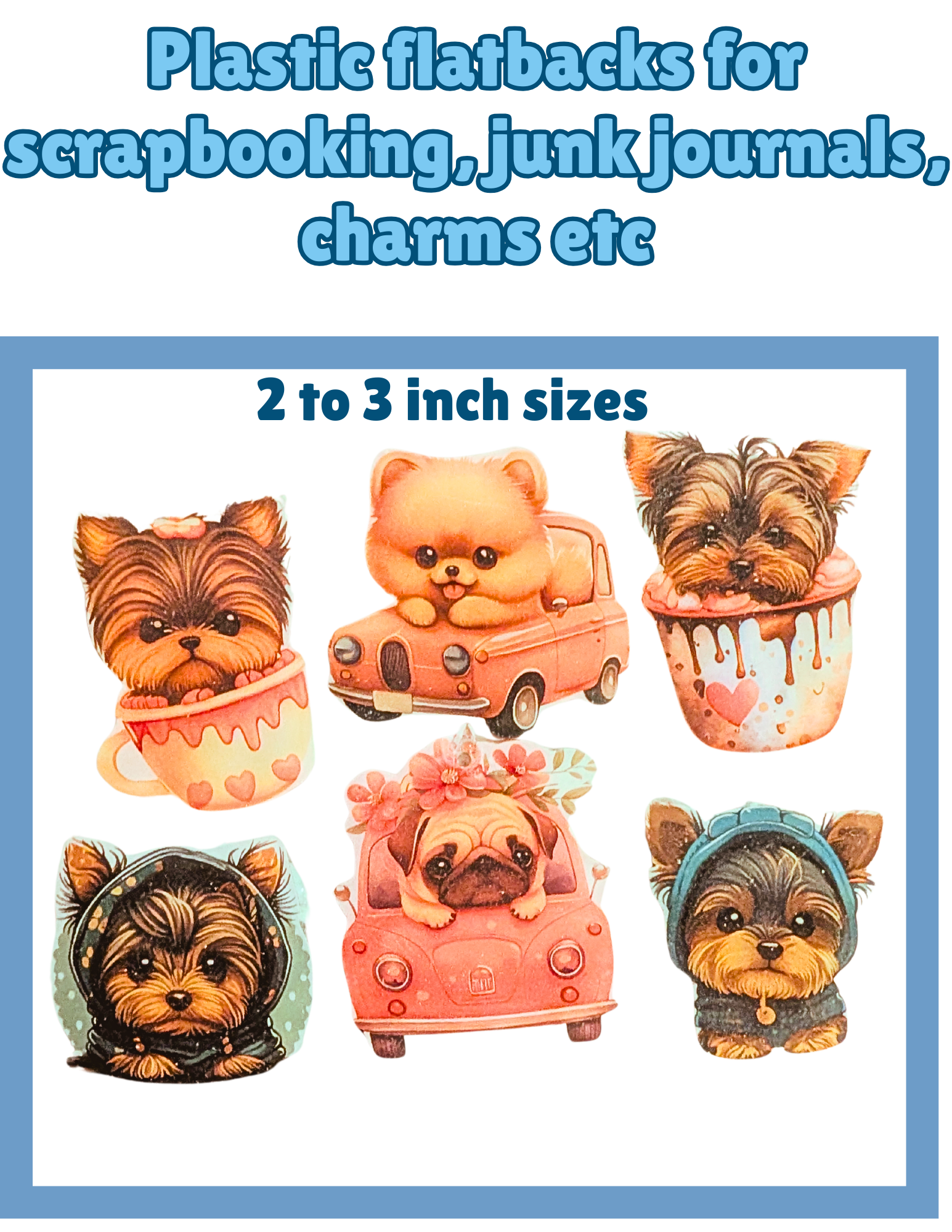 Dog Plastic Flatbacks for Scrapbooking, Junk Journals, Charms – 2 to 3 Inch