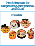Kawaii Food Plastic Flatbacks for Scrapbooking, Junk Journals, Charms – 2 Inch