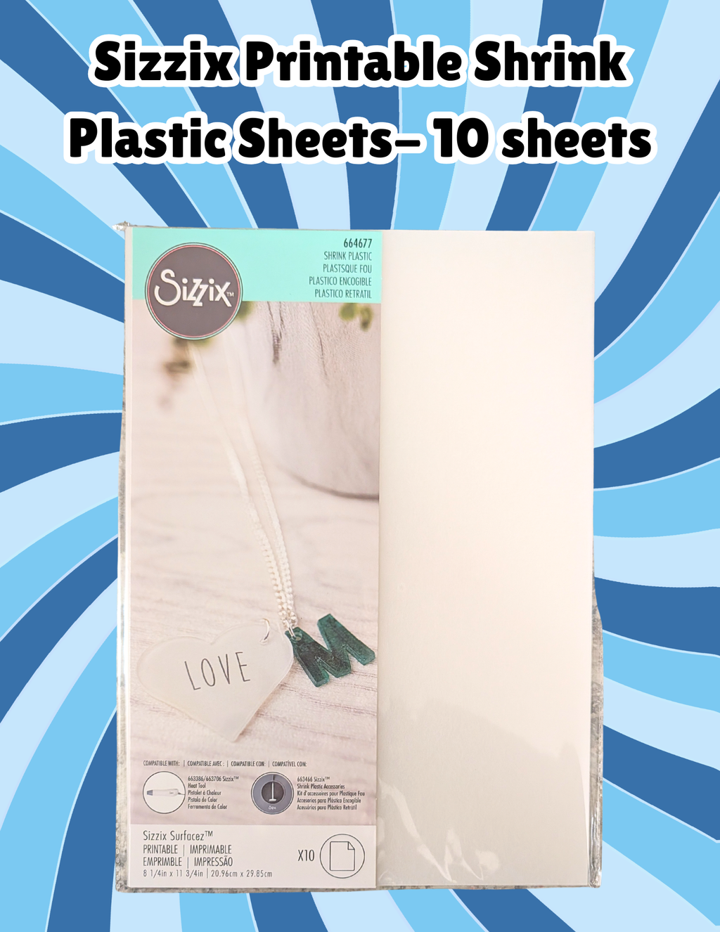 Sizzix Printable Shrink Plastic Sheets – 10 Sheets