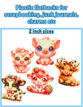Kawaii Farm Animal Plastic Flatbacks for Scrapbooking, Junk Journals, Charms – 2 Inch