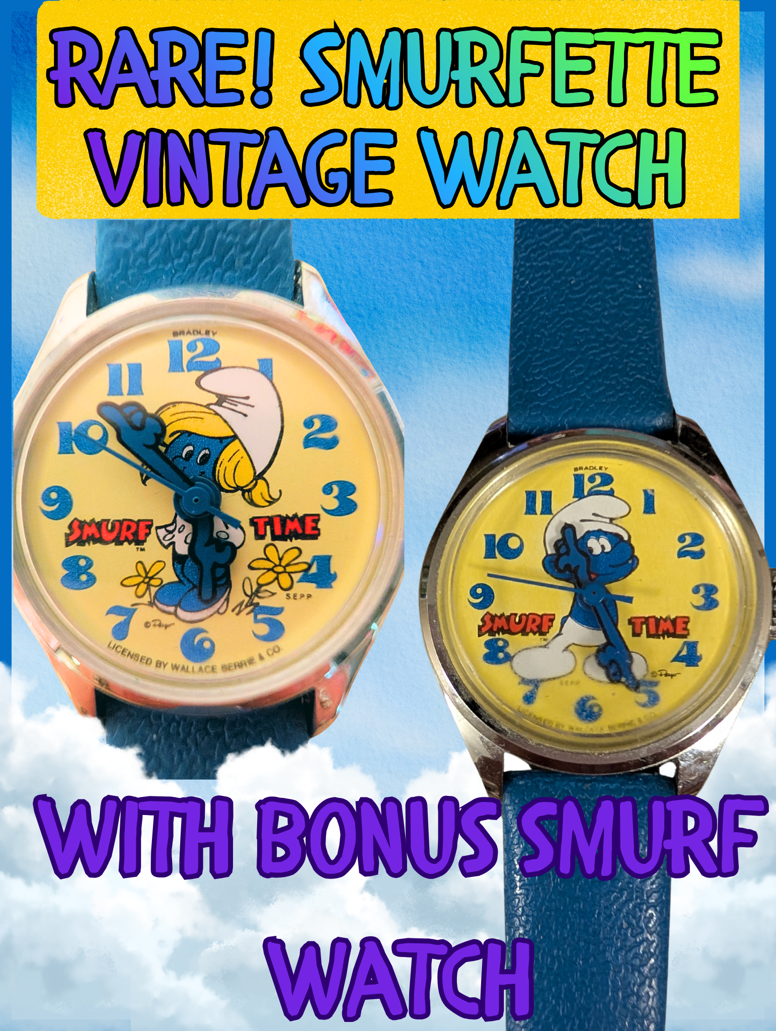 Rare Smurfette Vintage Watch + Bonus Smurf Watch