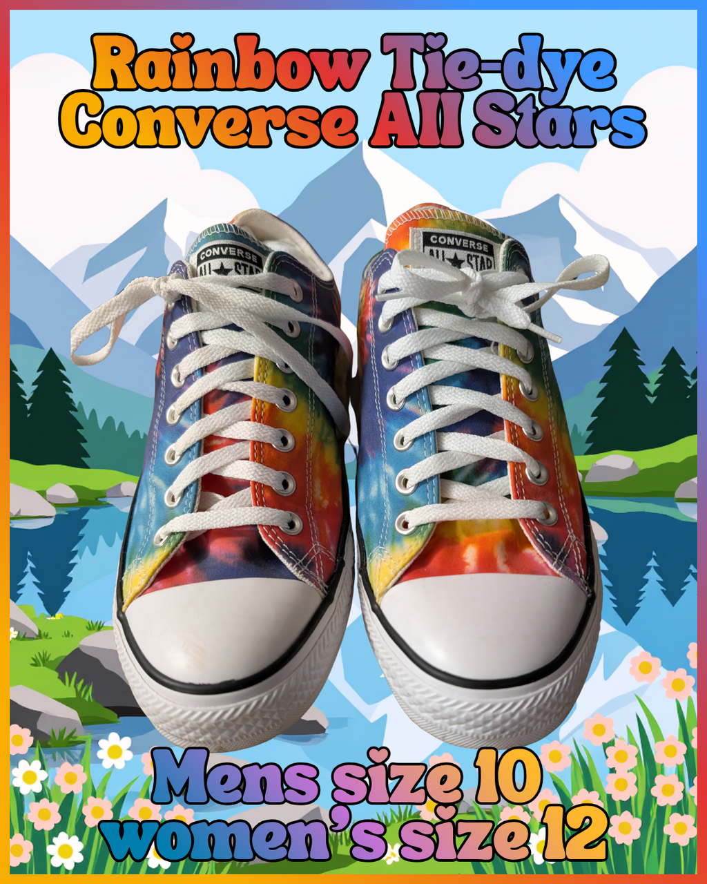 Rainbow tie‑dye Converse All Star low‑top sneakers – men’s 10 women’s 12