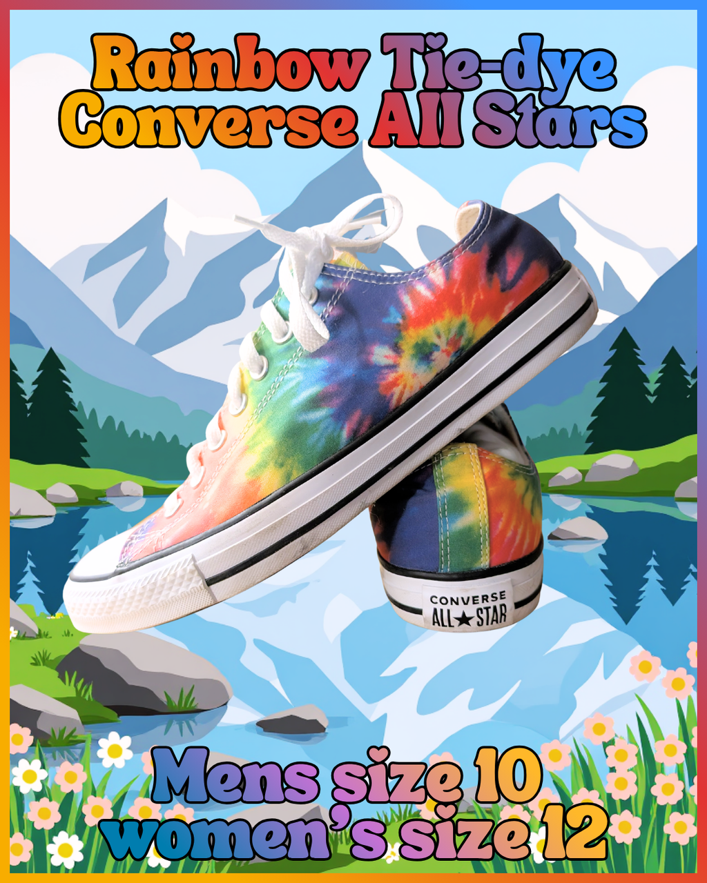 Rainbow tie‑dye Converse All Star low‑top sneakers – men’s 10 women’s 12
