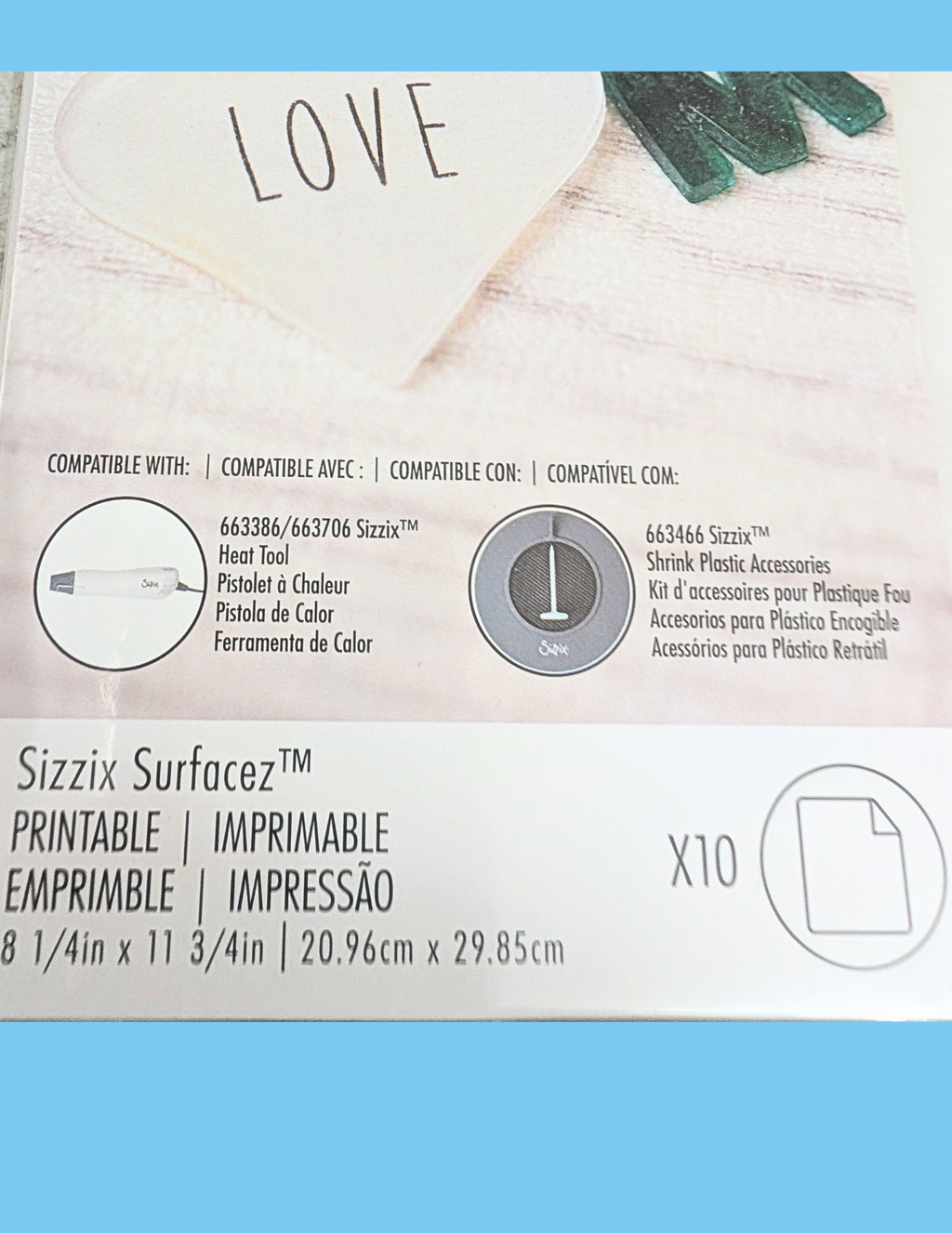 Sizzix Printable Shrink Plastic Sheets – 10 Sheets
