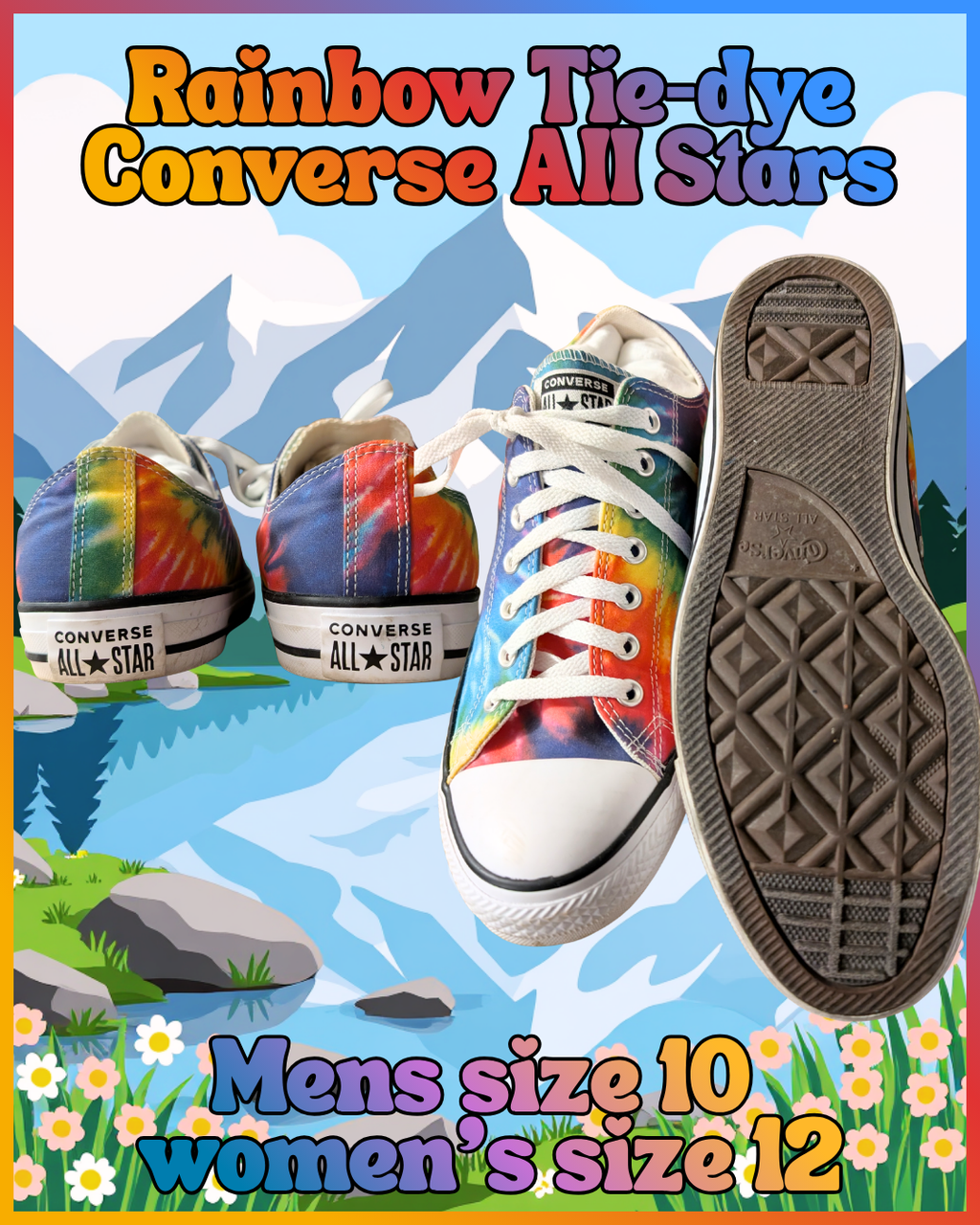 Rainbow tie‑dye Converse All Star low‑top sneakers – men’s 10 women’s 12