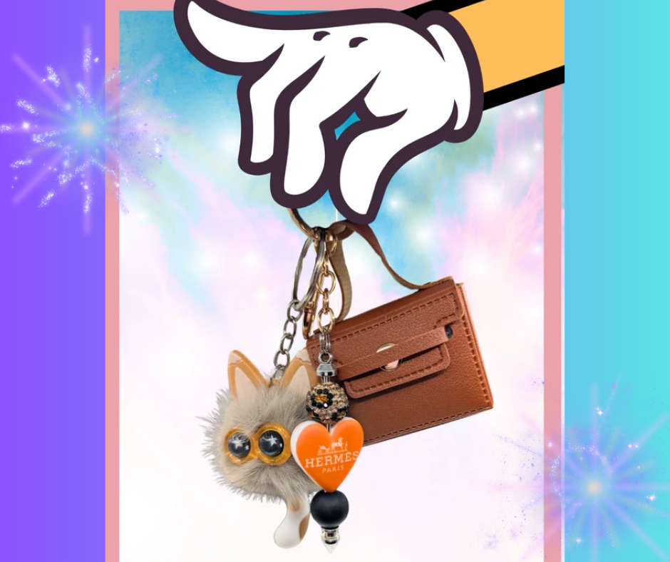 Designer style purse charm / keychain set