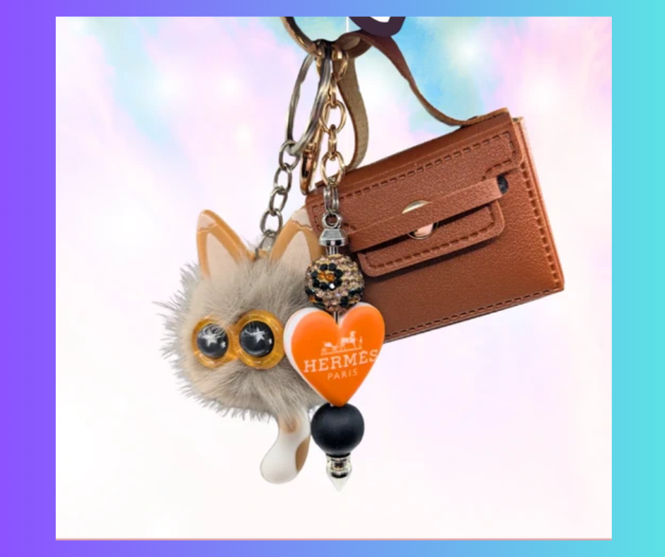 Designer style purse charm / keychain set