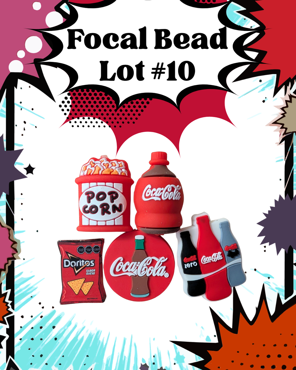 Focal Bead Lot #10 – Coca-Cola & Popcorn Beads (New)