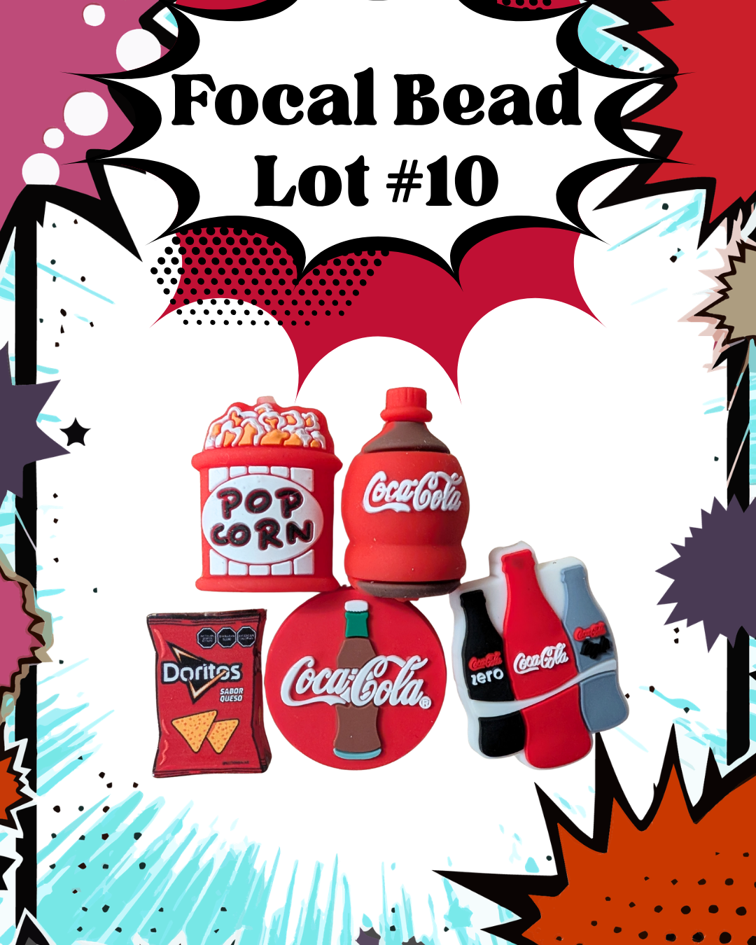 Focal Bead Lot #10 – Coca-Cola & Popcorn Beads (New)