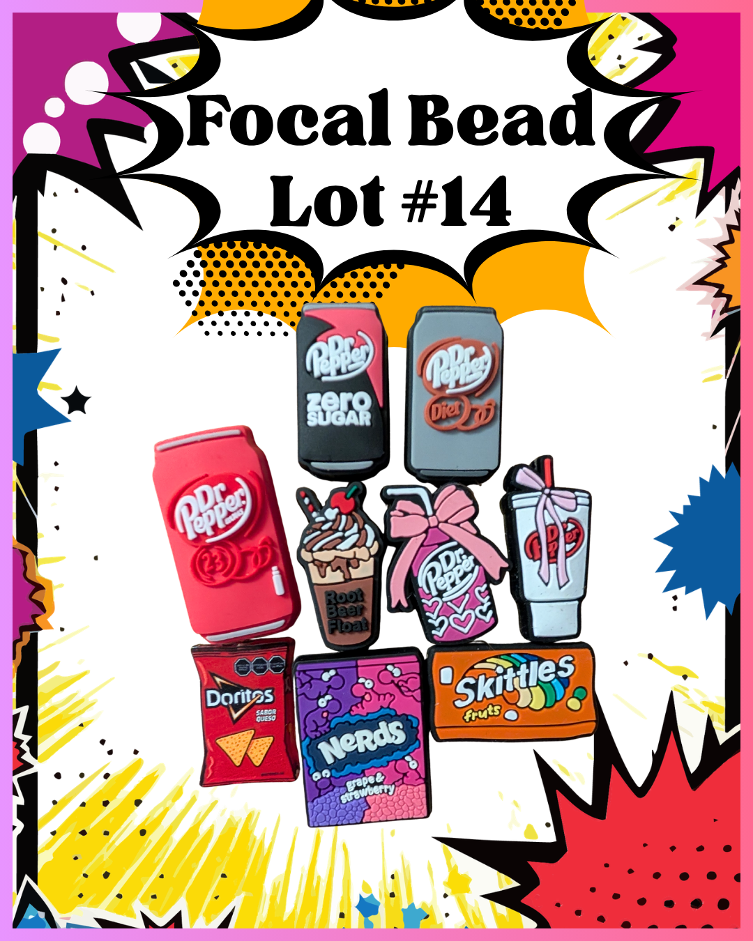 Focal Bead Lot #14 – Dr. Pepper & Candy Bar Beads (New)