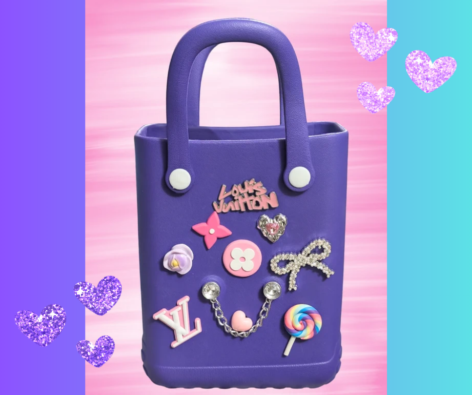 Bogg style Eva bag/ purse with Designer charms