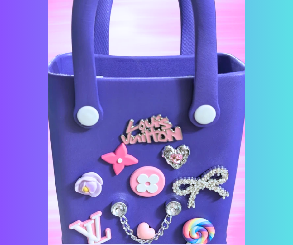 Bogg style Eva bag/ purse with Designer charms