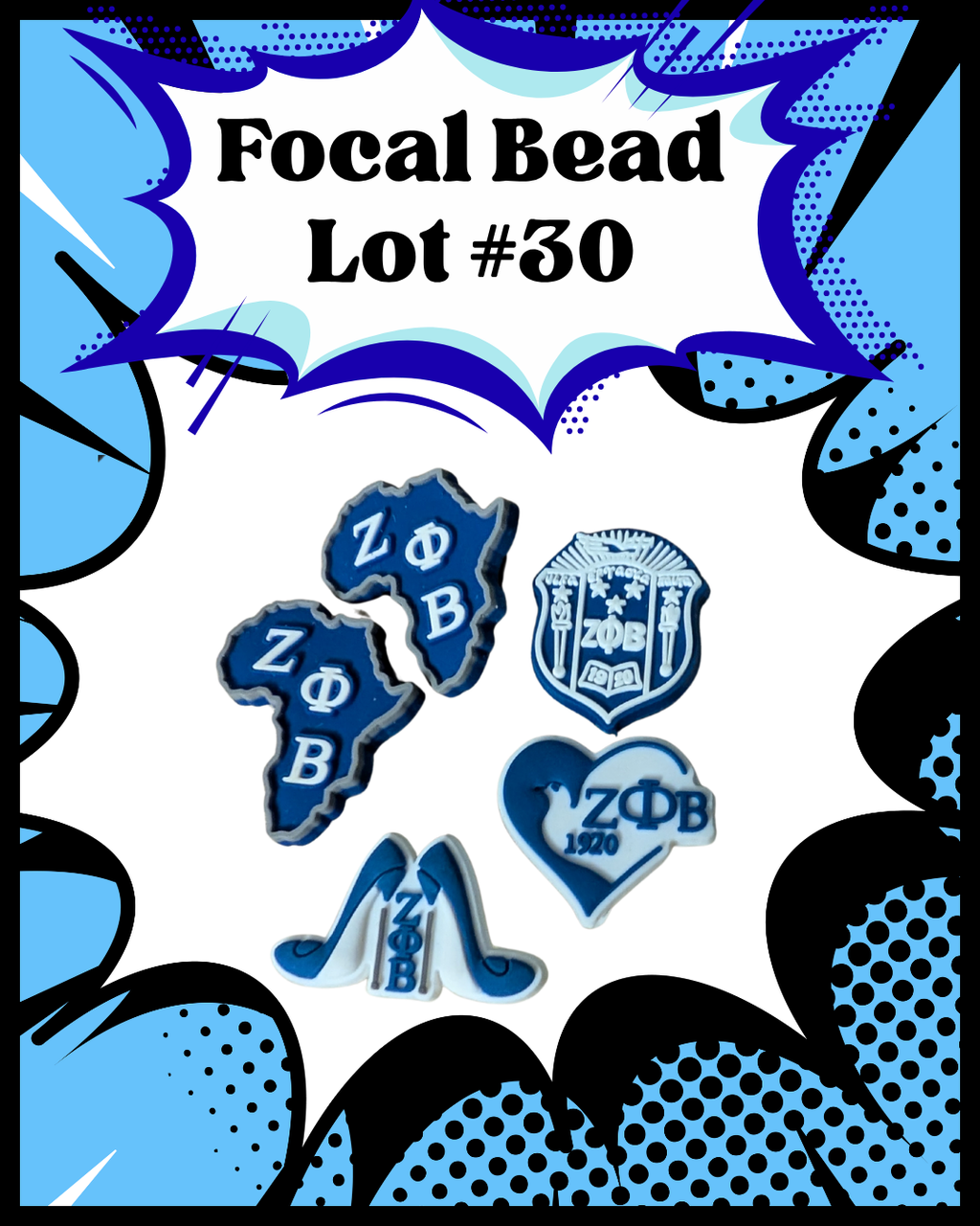 Zeta Omega Beta Focal Bead and Jibbitz Lot #30