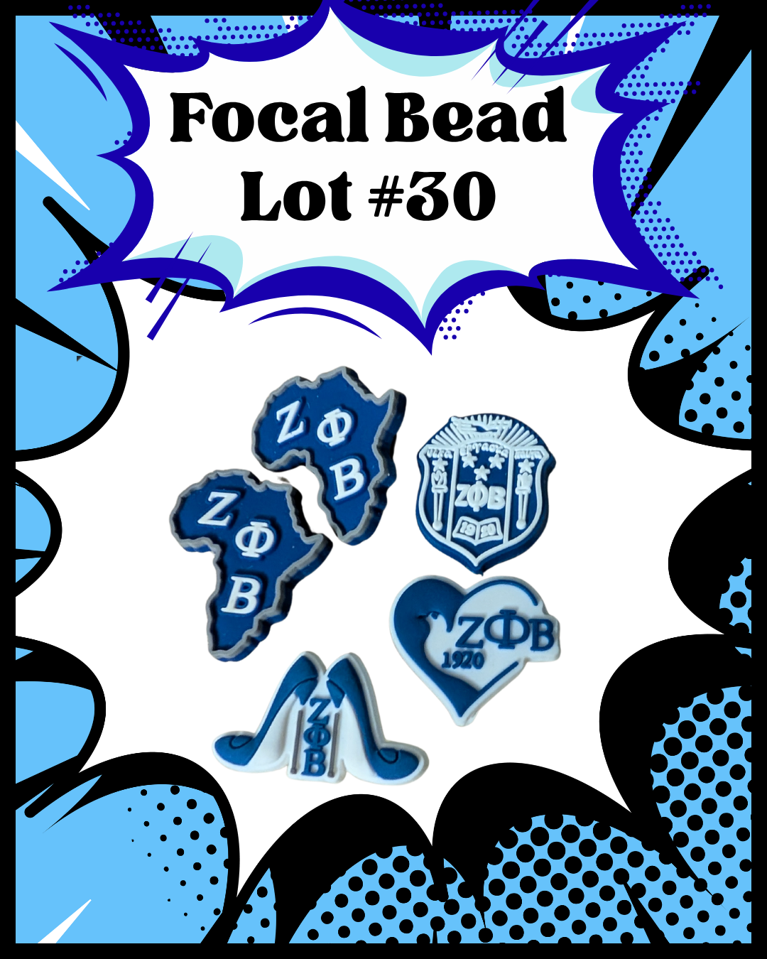 Zeta Omega Beta Focal Bead and Jibbitz Lot #30