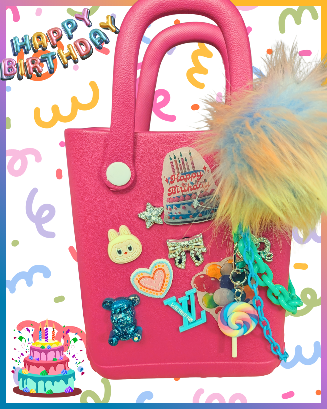 Happy Birthday Eva Bag with Custom Charms