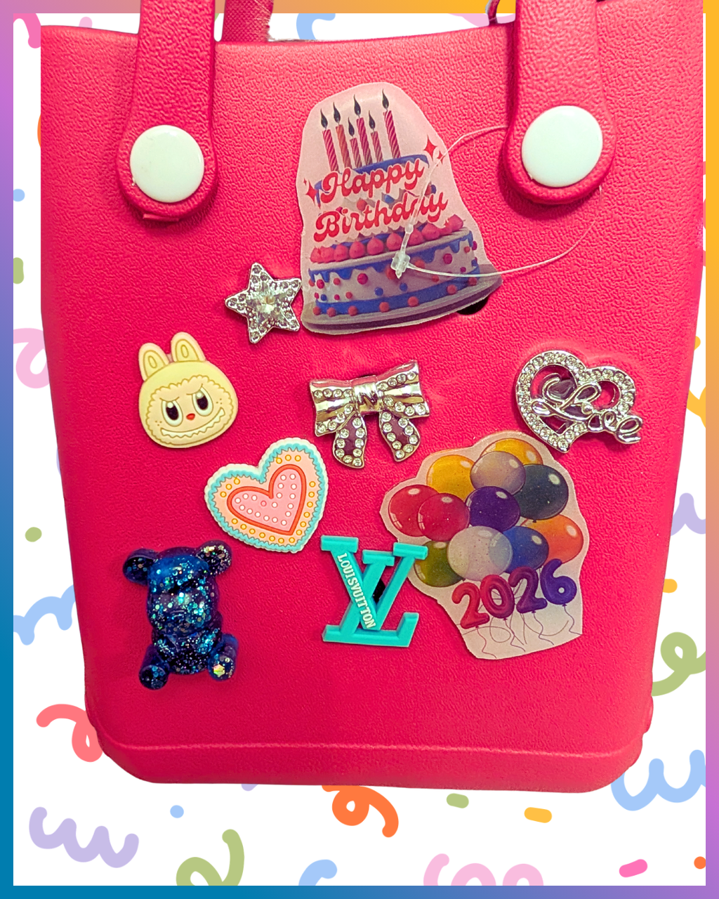 Happy Birthday Eva Bag with Custom Charms