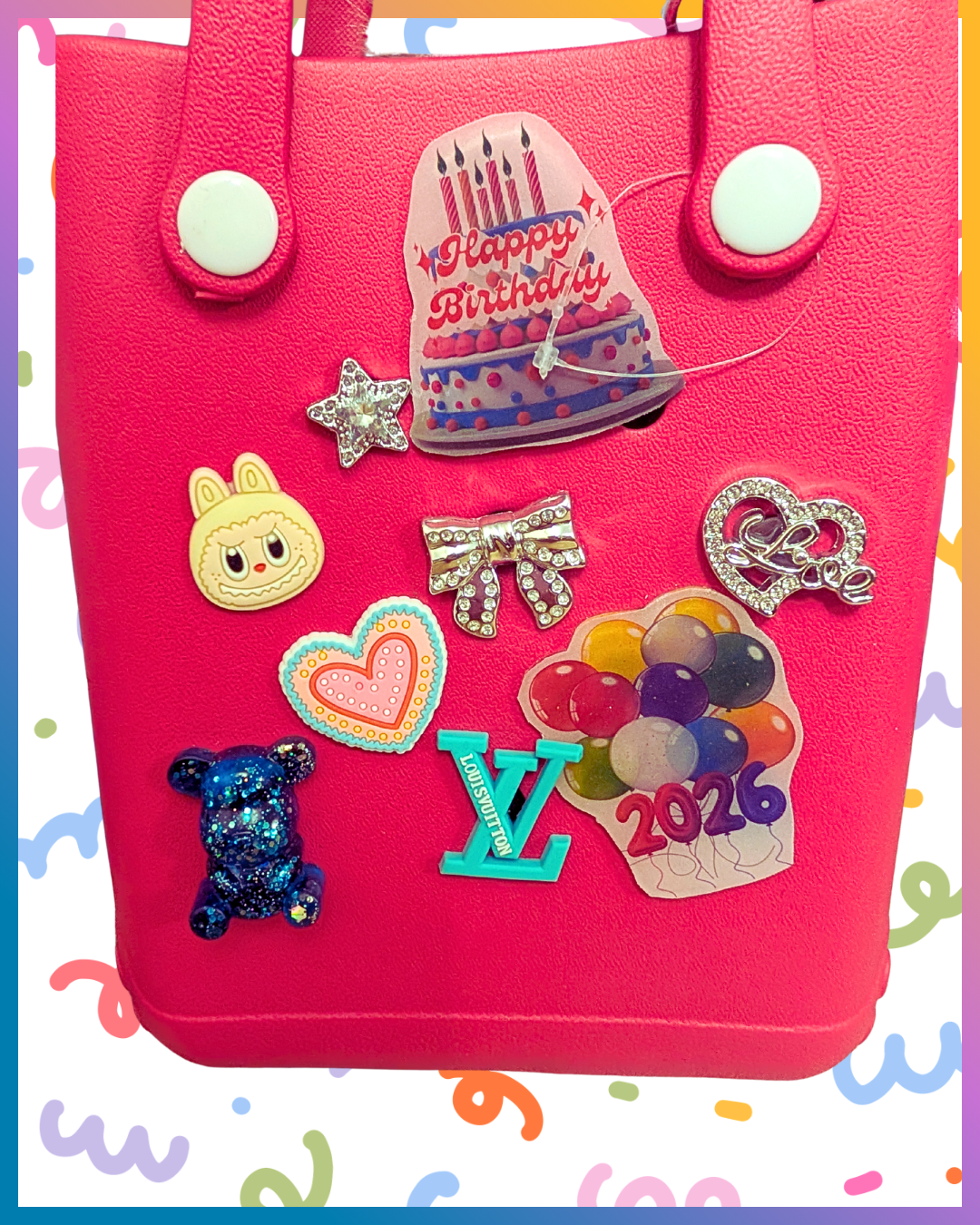 Happy Birthday Eva Bag with Custom Charms