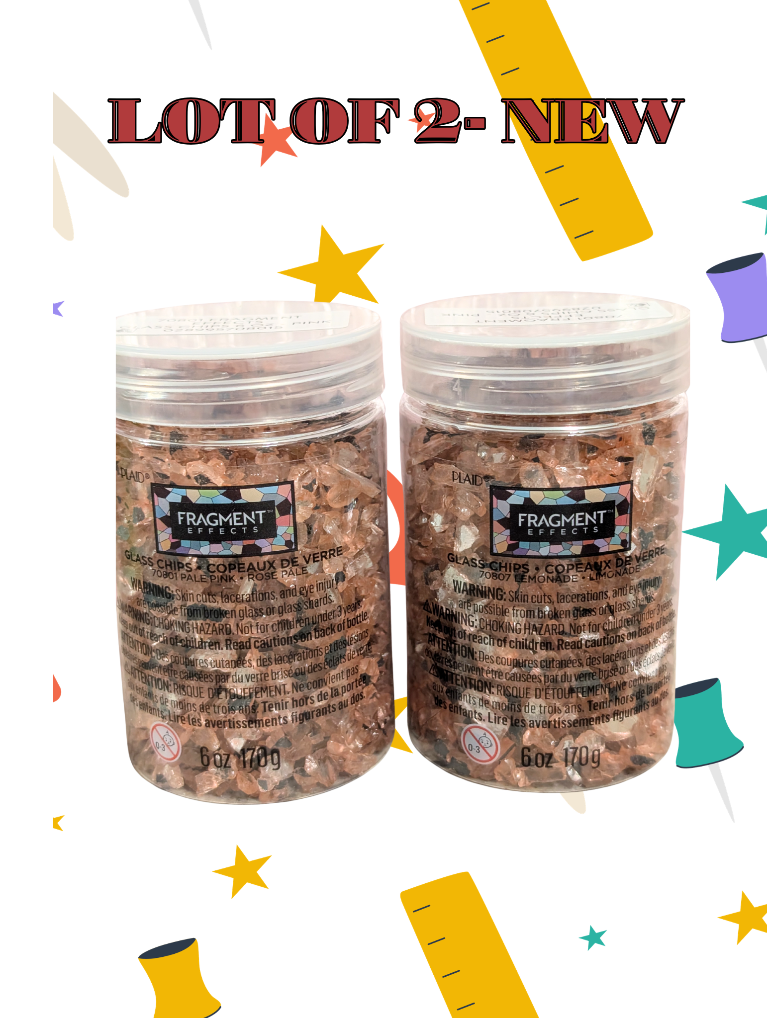 Craft Planet Pink Glass Chips – Lot of 2
