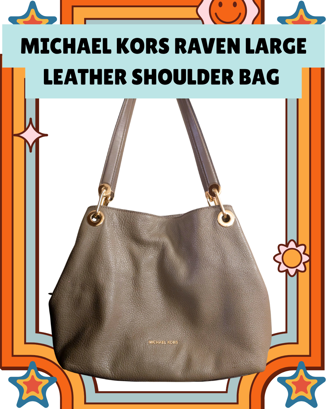Authentic Michael Kors Raven Large Leather Shoulder Bag (Pre-Owned)