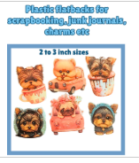 Dog Plastic Flatbacks for Scrapbooking Junk Journals Charms 2 to 3 inch