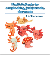 Axolotl Plastic Flatbacks for Scrapbooking Junk Journals Charms 2 to 3 inch