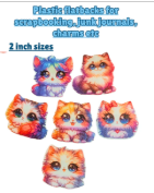 Kawaii Cat Plastic Flatbacks for Scrapbooking Junk Journals Charms 2 inch