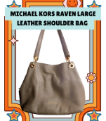 Authentic Michael Kors Raven Large Leather Shoulder Bag (Pre-Owned)