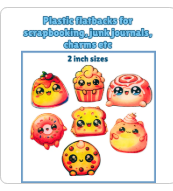 Kawaii Fruit and Dessert Plastic Flatbacks for Scrapbooking Junk Journals Charms 2 inch